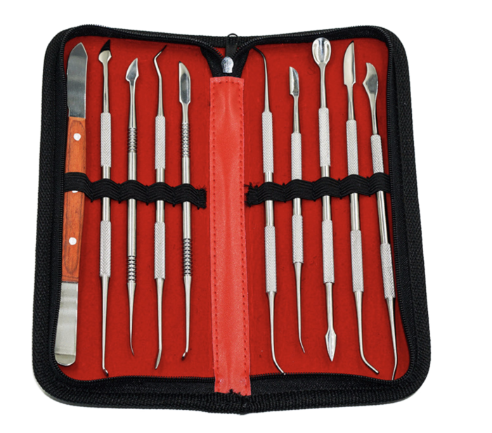 Zestaw narzędzi do modelowania wosku ALDEK - 10 sztuk + etui