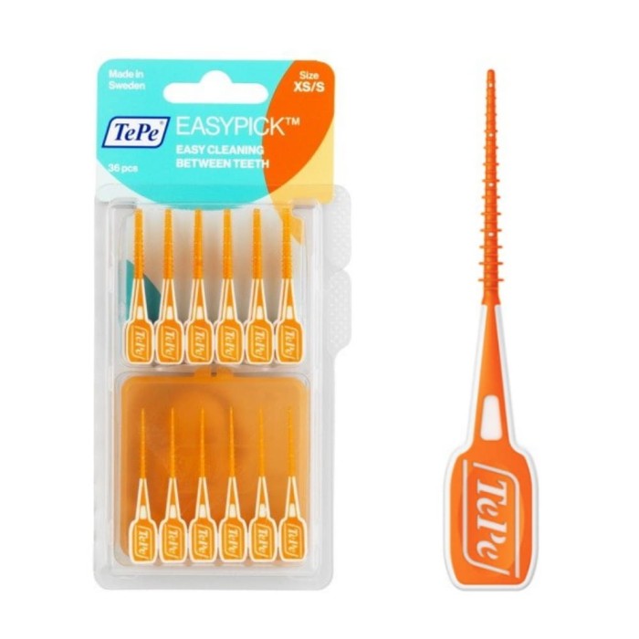 TePe EasyPick XS/S - pomarańczowe gumki do czyszczenia przestrzeni międzyzębowych 36 szt.