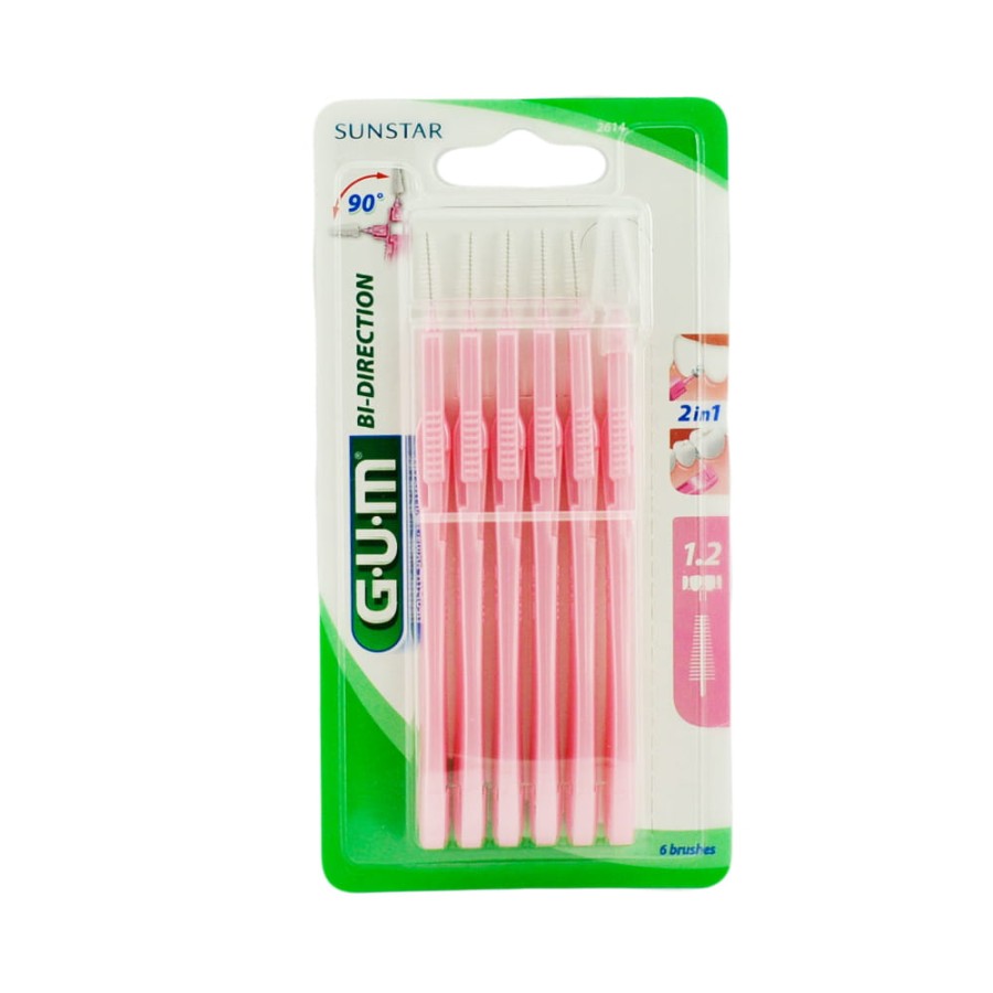 GUM BI-DIRECTION - szczoteczki międzyzębowe, różowe 1,2mm