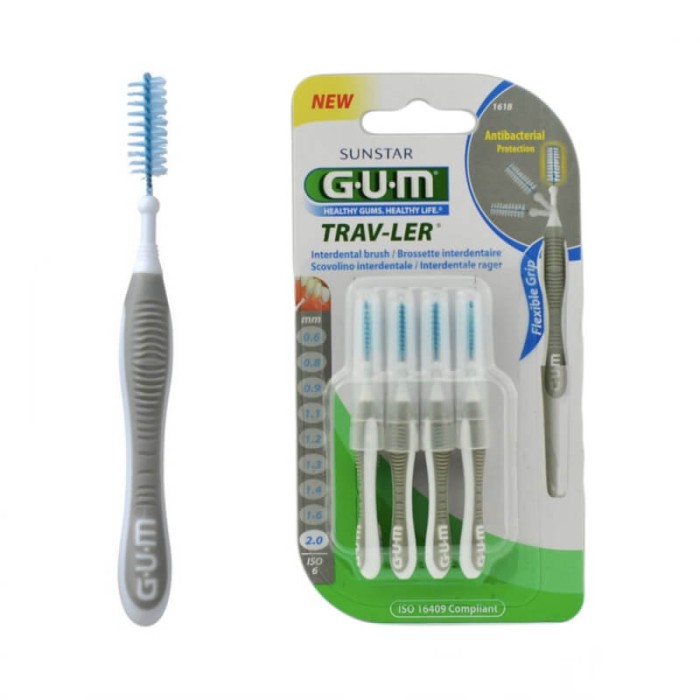 GUM TRAV-LER - szczoteczki międzyzębowe, szare 2,0mm 4 szt.