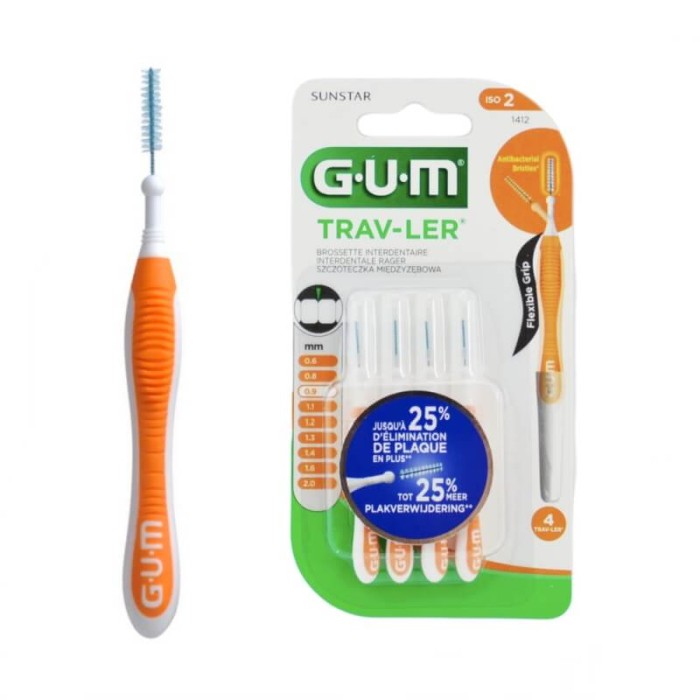 GUM TRAV-LER - szczoteczki międzyzębowe, pomarańczowe 0,9mm 4 szt.