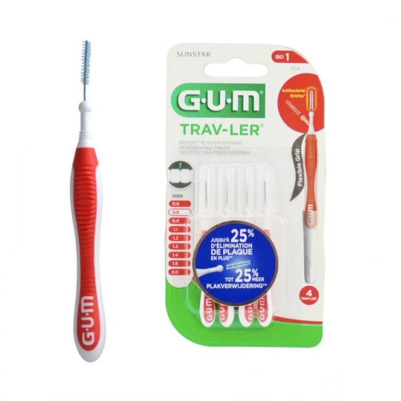GUM TRAV-LER - szczoteczki międzyzębowe, czerwone 0,8mm