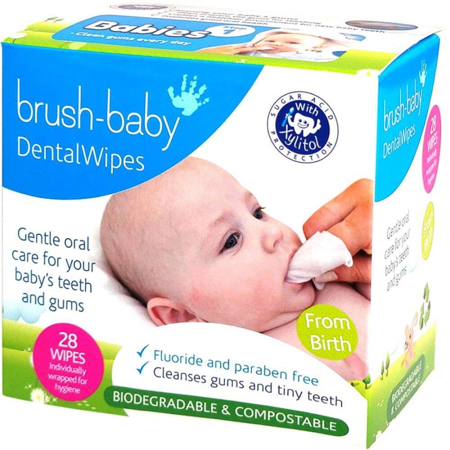 BRUSH-BABY DENTAL WIPES - chusteczki nawilżane ksylitolem do czyszczenia dziąseł 28 szt.