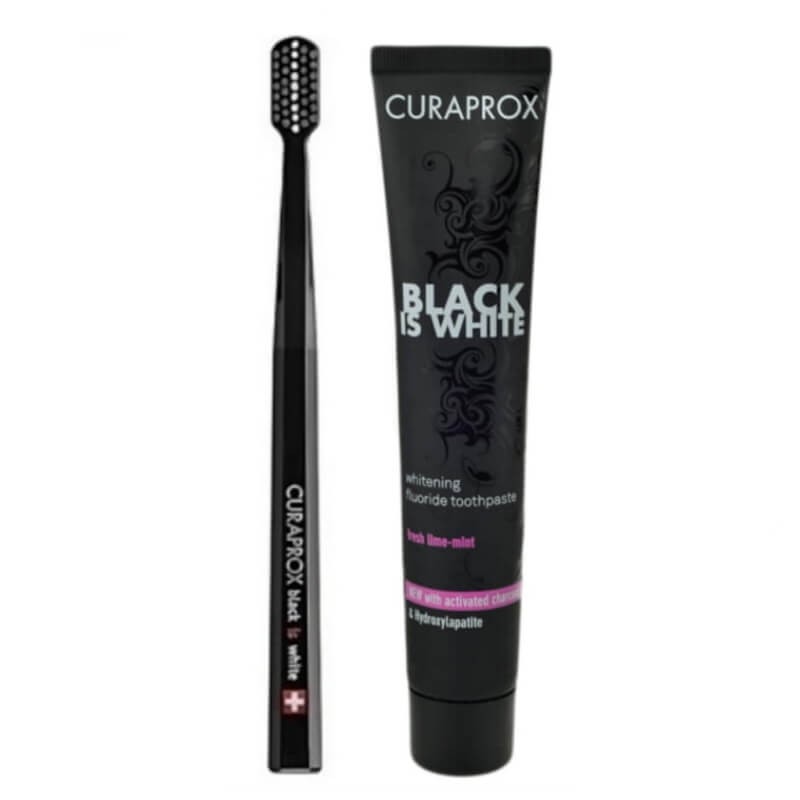 CURAPROX BLACK IS WHITE zestaw pasta 90ml + szczoteczka