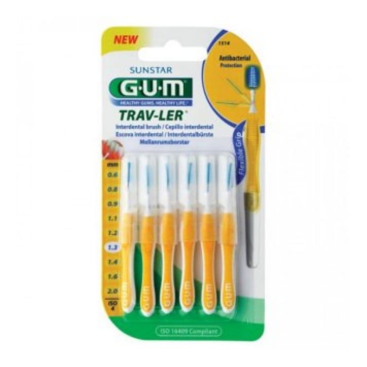 GUM TRAV-LER - szczoteczki międzyzębowe żółte 1,3mm 6szt.