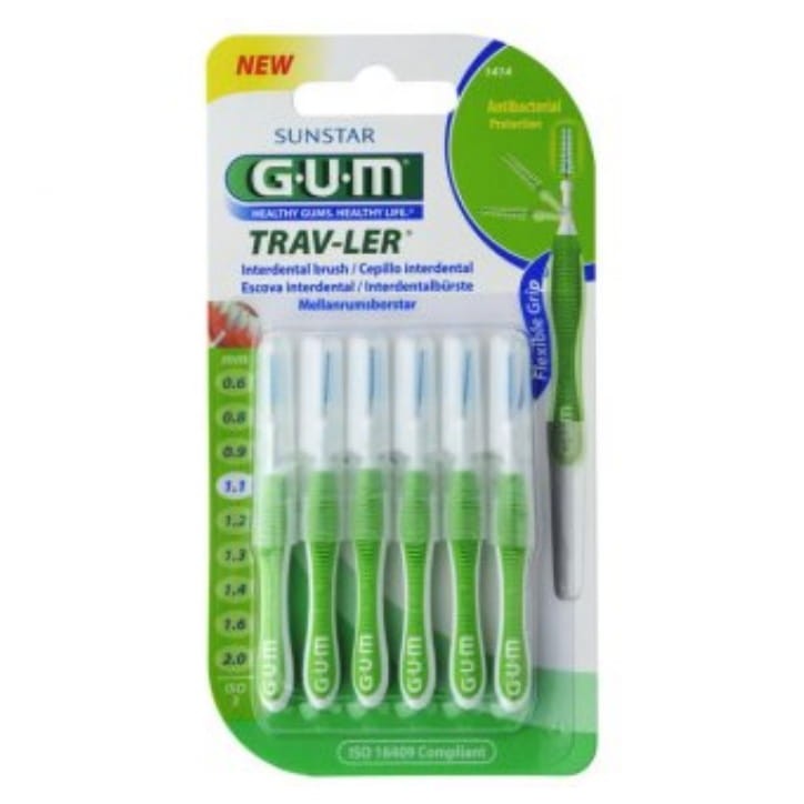 GUM TRAV-LER - szczoteczki międzyzębowe zielone 1,1mm 6szt.