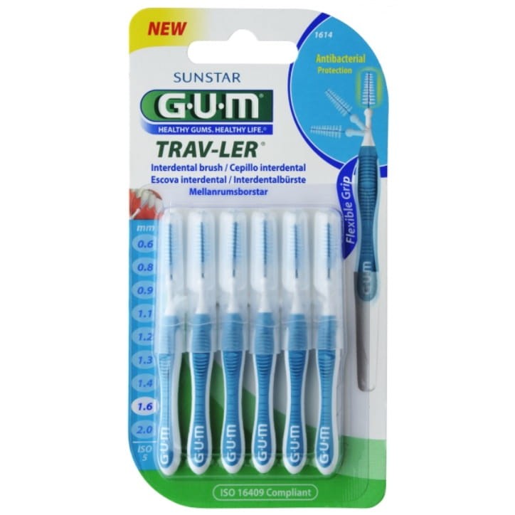 GUM TRAV-LER - szczoteczki międzyzębowe niebieskie 1,6mm 6szt.