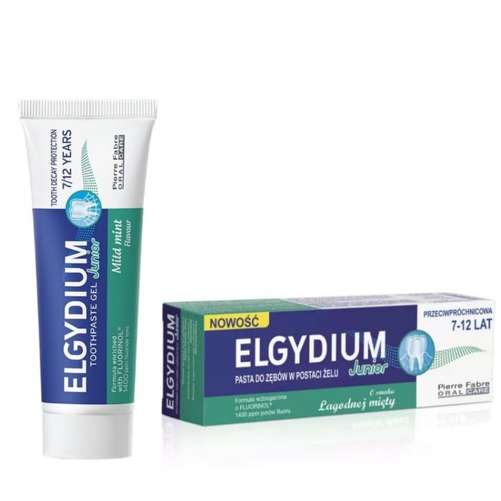 ELGYDIUM JUNIOR - przeciwpróchnicowa pasta do zębów dla dzieci 7-12 lat o smaku łagodnej mięty 50ml