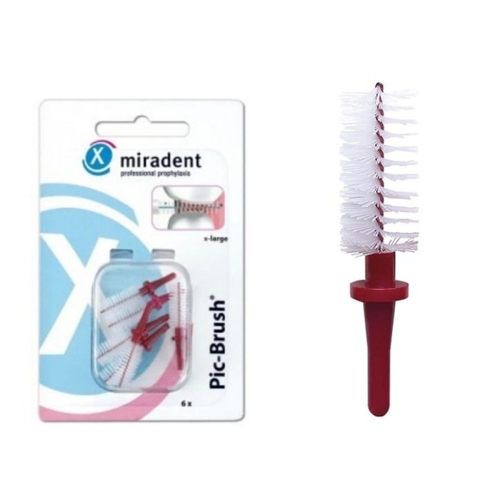 MIRADENT PIC-BRUSH - szczoteczki międzyzębowe 6,5mm bordowe 6 szt.