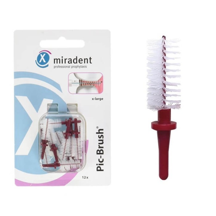MIRADENT PIC-BRUSH - szczoteczki międzyzębowe 6,5mm bordowe 12 szt.