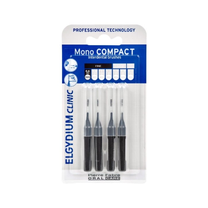 ELGYDIUM CLINIC MONO COMPACT 0 - szczoteczki międzyzębowe 0,6mm czarne 4 szt.