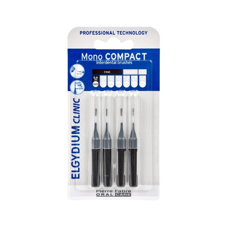 ELGYDIUM CLINIC MONO COMPACT 0 - szczoteczki międzyzębowe 0,6mm czarne 4 szt.
