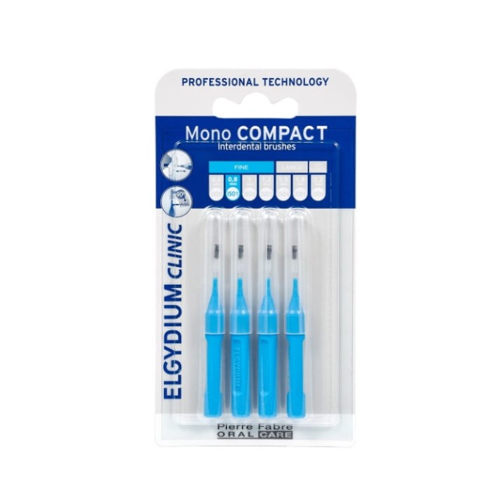 ELGYDIUM CLINIC MONO COMPACT 1 - szczoteczki międzyzębowe 0,8mm niebieskie 4 szt.