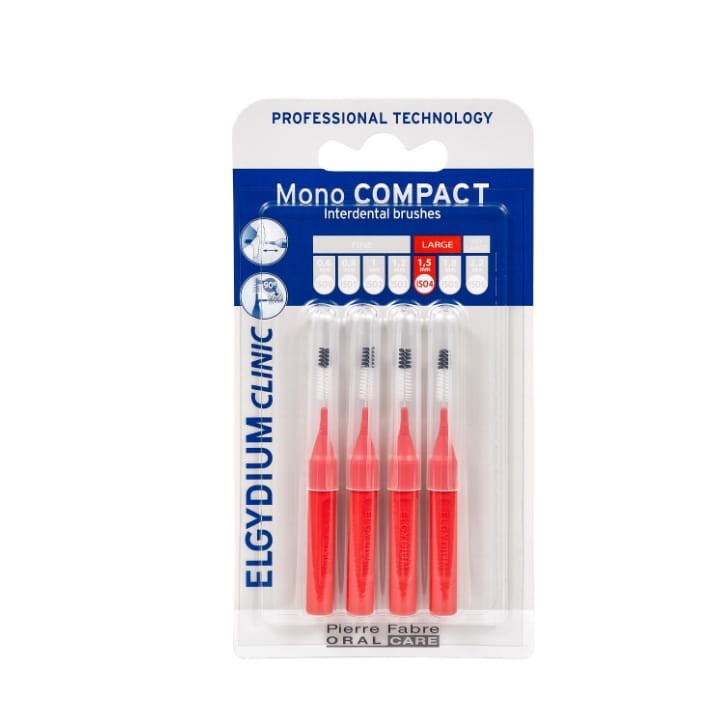 ELGYDIUM CLINIC MONO COMPACT 4 - szczoteczki międzyzębowe 1,5mm czerwone 4 szt.