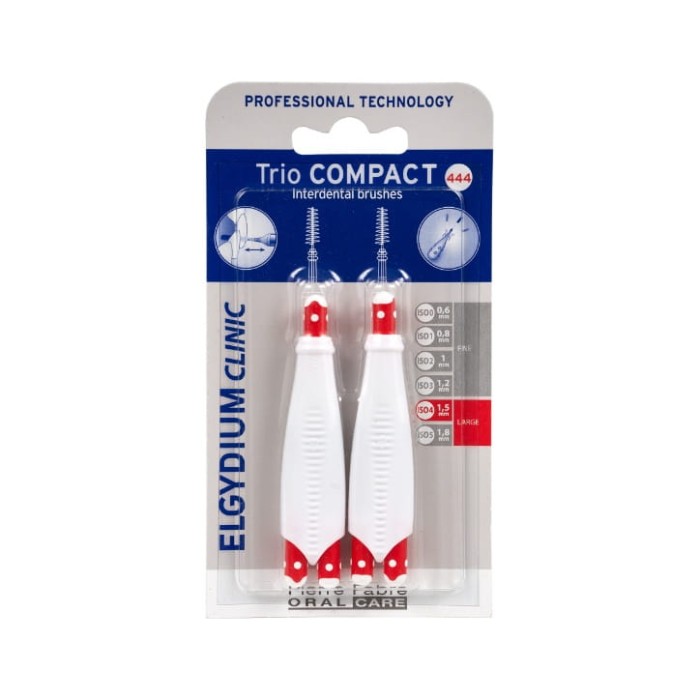 ELGYDIUM CLINIC TRIO COMPACT 444 - szczoteczki międzyzębowe 1,5mm czerwone 6 szt.