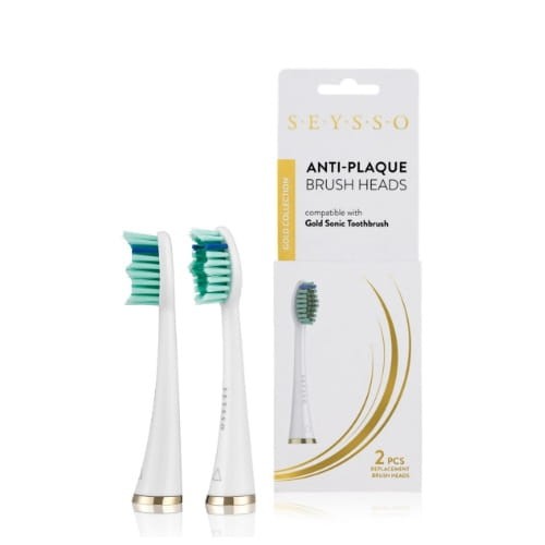 SEYSSO GOLD WHITE ANTI-PLAQUE - końcówki wymienne do szczoteczek sonicznych SEYSSO białe 2 szt.