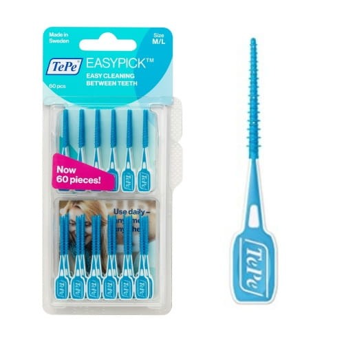 TePe EasyPick M/L - niebieskie gumki do czyszczenia przestrzeni międzyzębowych 60 szt.
