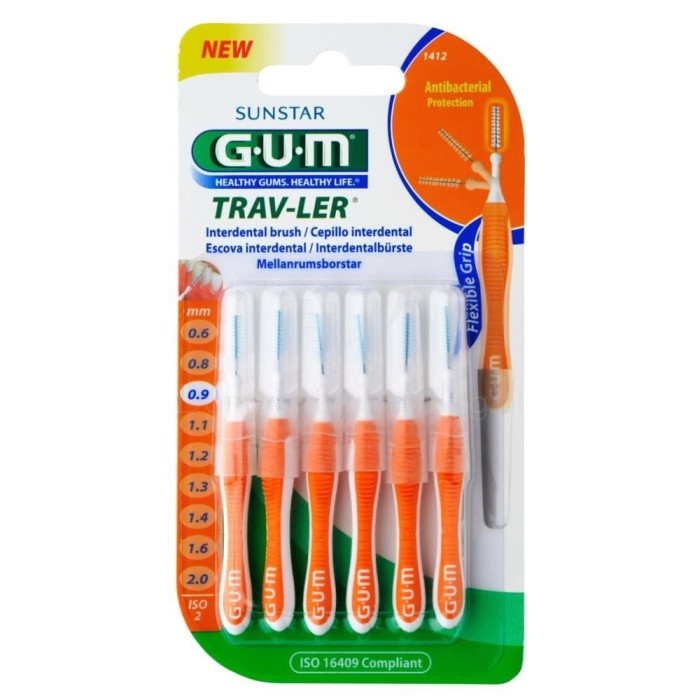 GUM TRAV-LER - szczoteczki międzyzębowe pomarańczowe 0,9mm 6 szt.