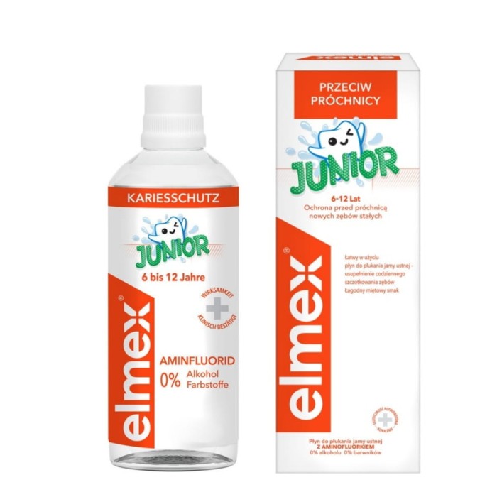 ELMEX JUNIOR - płyn do płukania jamy ustnej z aminofluofluorkiem dla dzieci 6-12 lat 400ml