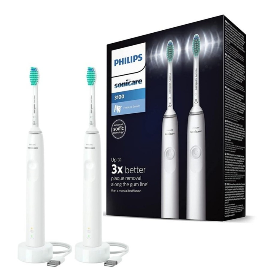 PHILIPS SONICARE 3100 HX3675/13 - zestaw dwóch szczoteczek sonicznych w kolorze białym