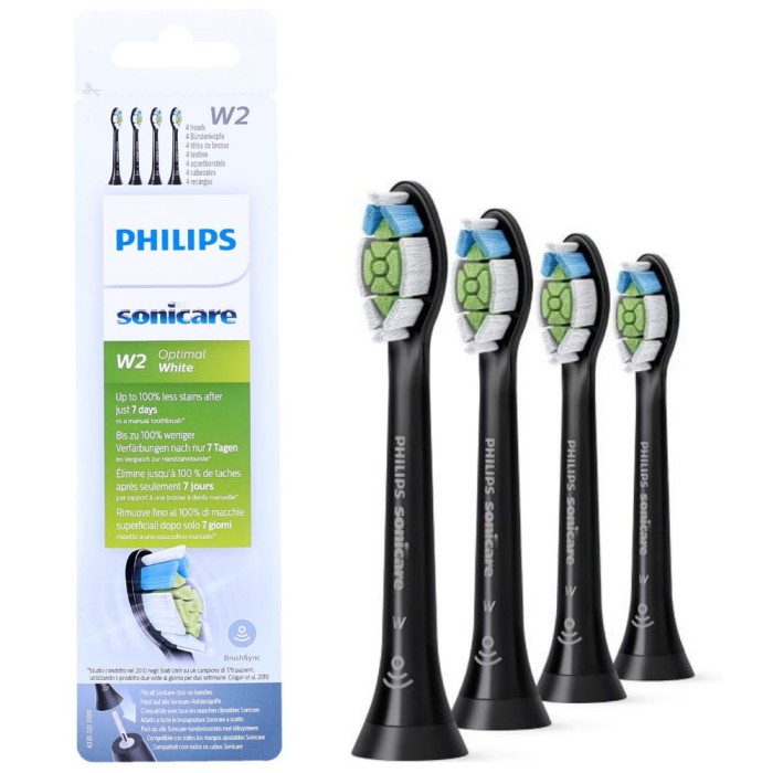 PHILIPS SONICARE W2 OPTIMAL WHITE HX6064/11 -  czarne końcówki do szczoteczki sonicznej 4 szt.