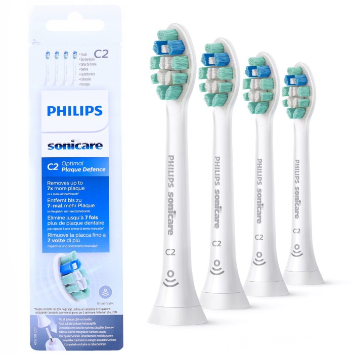 PHILIPS SONICARE C2 PLAQUE DEFENCE HX9024/10 -  białe końcówki do szczoteczki sonicznej 4 szt.