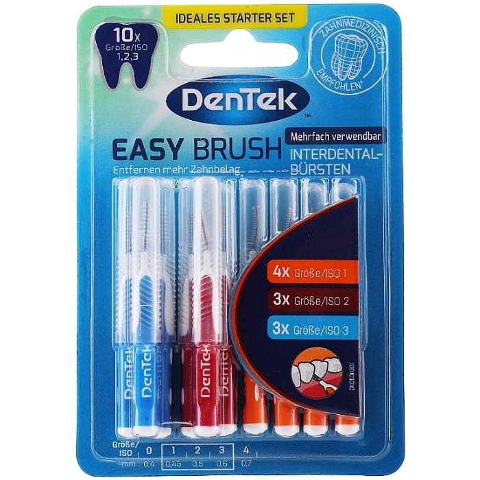 DENTEK EASY BRUSH MULTIPACK - szczoteczki do przestrzeni międzyzębowych 10 szt.
