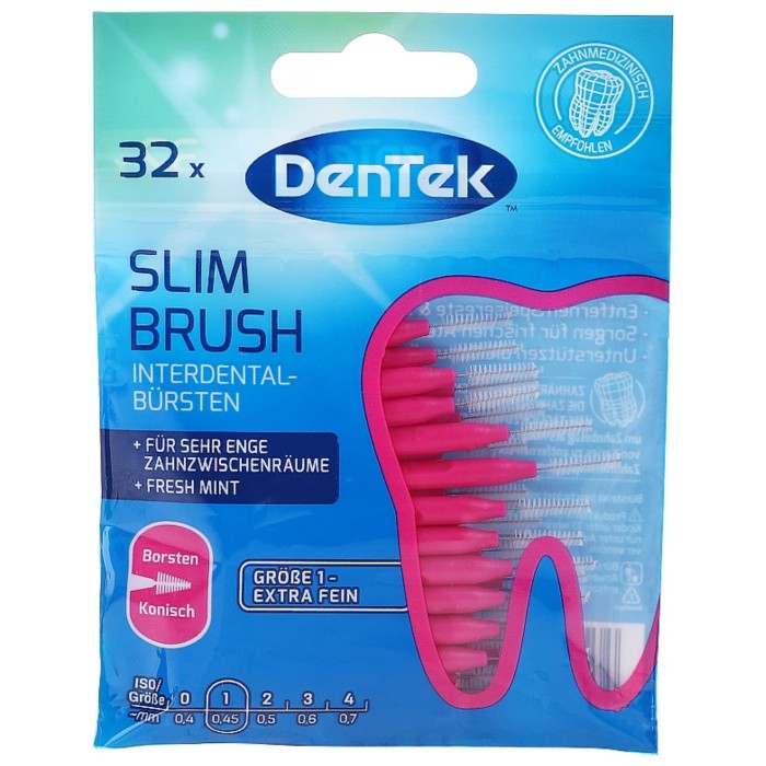 DENTEK SLIM BRUSH ROZMIAR 1 - delikatne szczoteczki do przestrzeni międzyzębowych 32 szt.