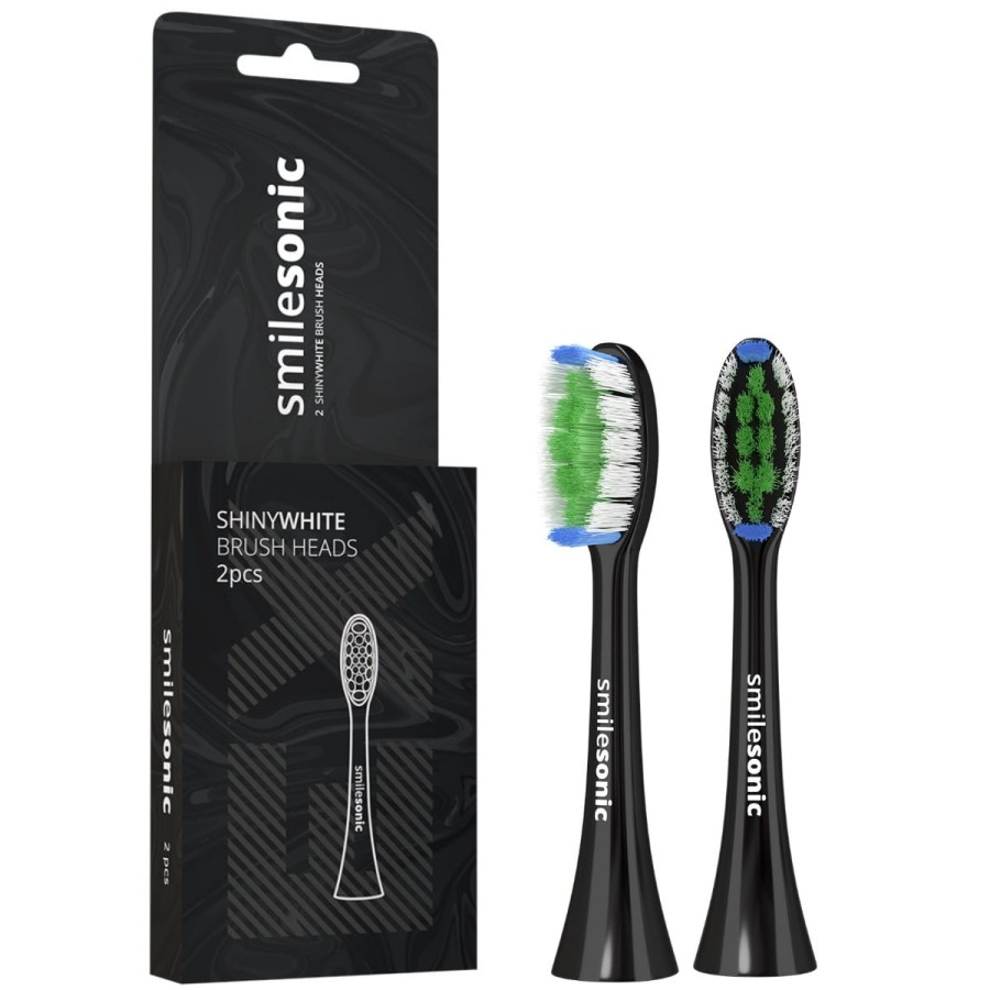 SMILESONIC SHINY WHITE - wybielające końcówki do szczoteczki sonicznej czarne 2szt.