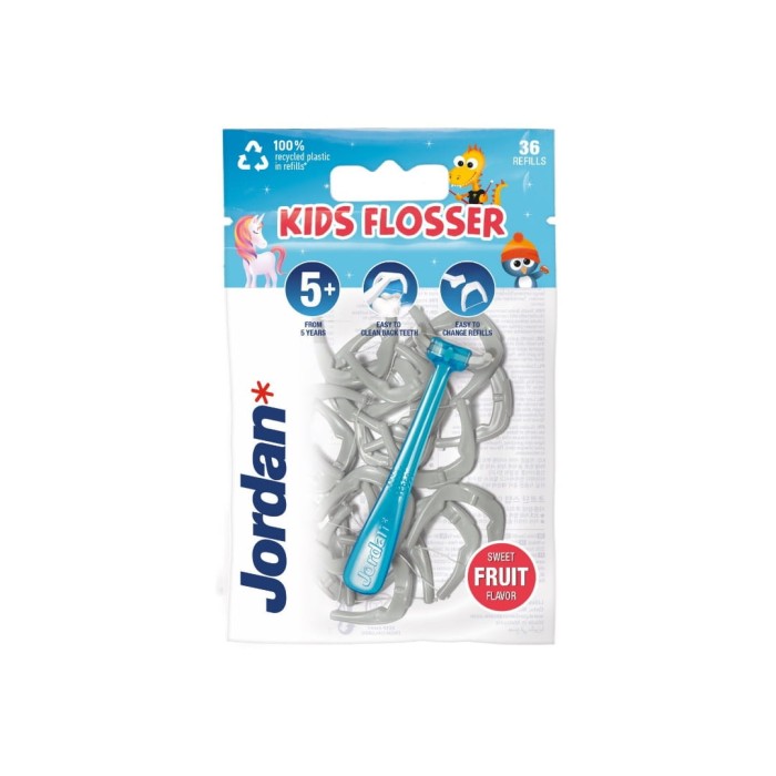 JORDAN KIDS FLOSSER - nici dentystyczne dla dzieci 5+ lat 36szt.