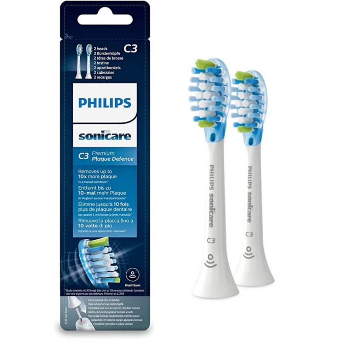 PHILIPS SONICARE C3 PREMIUM PLAQUE DEFENCE HX9042/17 -  białe końcówki do szczoteczki sonicznej 2 szt.