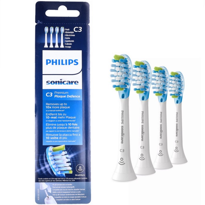 PHILIPS SONICARE C3 PREMIUM PLAQUE DEFENCE HX9044/17 -  białe końcówki do szczoteczki sonicznej 4 szt.