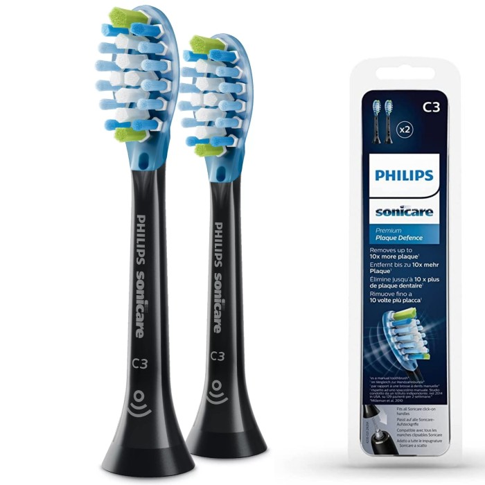 PHILIPS SONICARE C3 PREMIUM PLAQUE DEFENCE HX9042/33 -  czarne końcówki do szczoteczki sonicznej 2 szt.