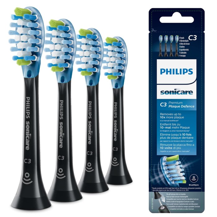 PHILIPS SONICARE C3 PREMIUM PLAQUE DEFENCE HX9044/33 -  czarne końcówki do szczoteczki sonicznej 4 szt.