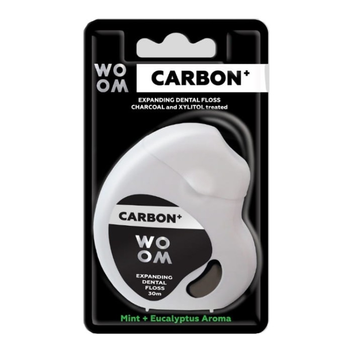 WOOM CARBON+ - pęczniejąca nić dentystyczna wzbogacona węglem 30m