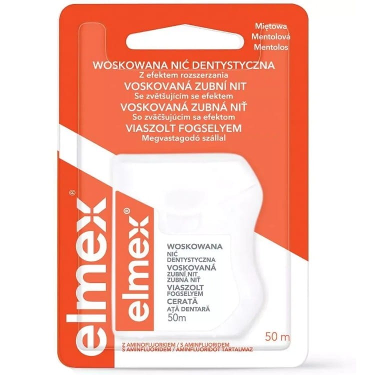 ELMEX - woskowana nić dentystyczna z aminofluorkiem 50m