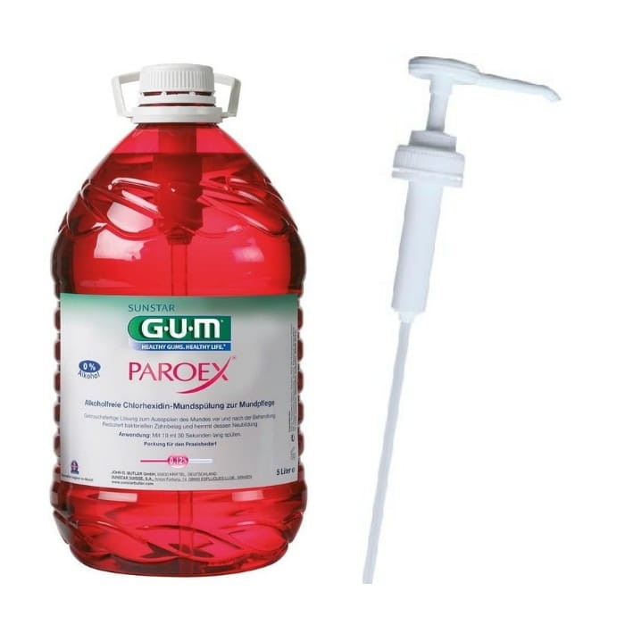 GUM PAROEX 0,12% - płyn do płukania z chlorheksydyną 5 litrów + pompka