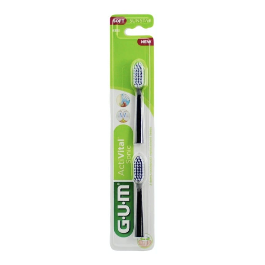 GUM SONIC DAILY - końcówki wymienne czarne 2 sztuki
