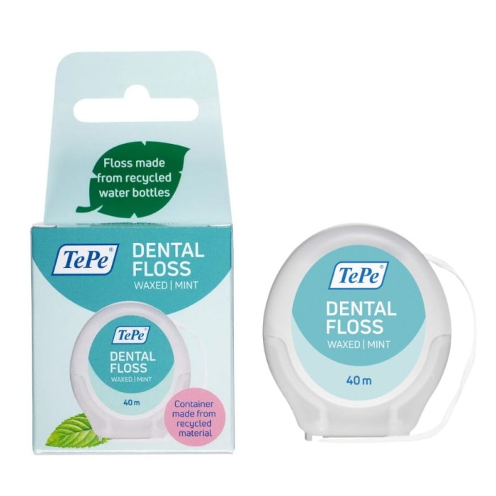 TEPE DENTAL FLOSS - woskowana pęczniejąca nić dentystyczna o smaku świeżej mięty 40m