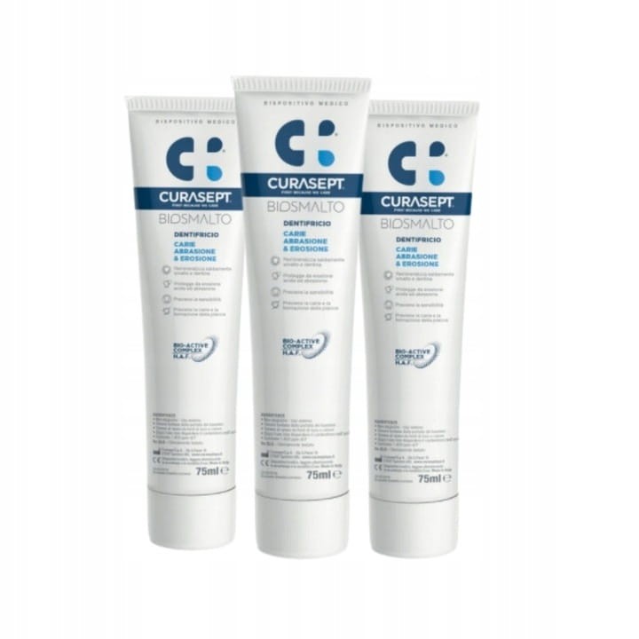 3x CURASEPT BIOSMALTO PROTECTION - pasta do zębów na remineralizację 75ml