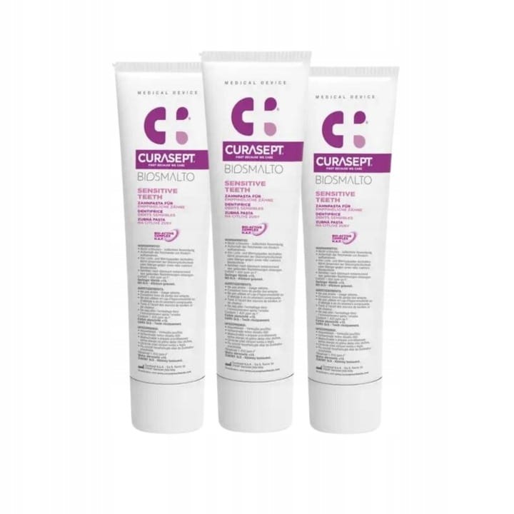 3x CURASEPT BIOSMALTO SENSITIVE - pasta do zębów na nadwrażliwość zębów 75ml