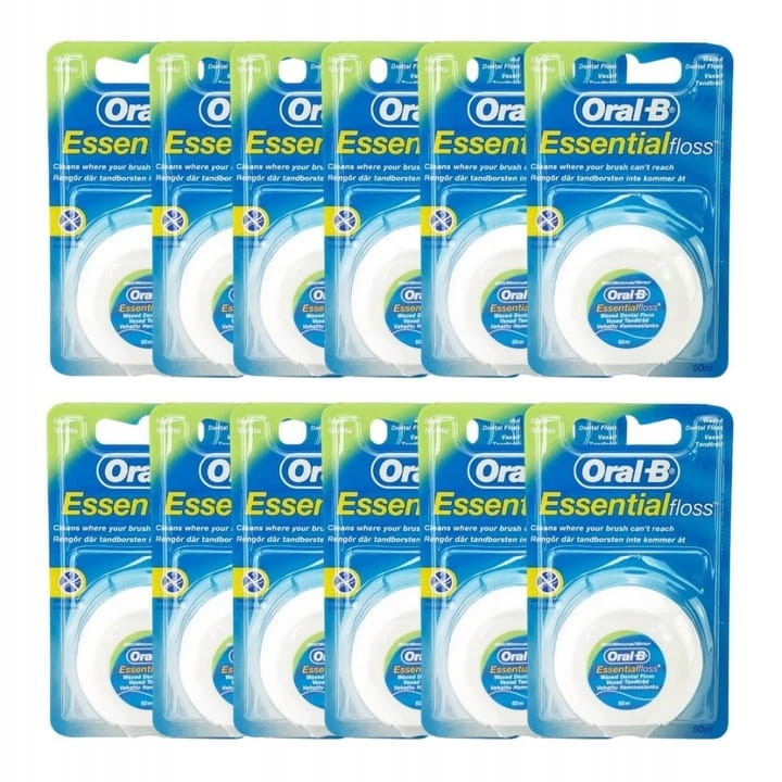 12x ORAL-B ESSENTIAL FLOSS - woskowana nić dentystyczna 50 metrów