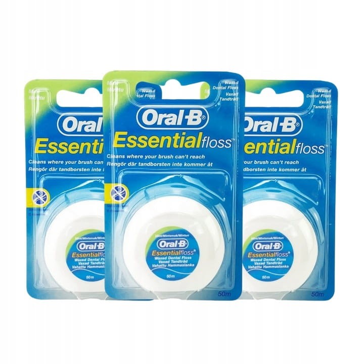 3x ORAL-B ESSENTIAL FLOSS - woskowana nić dentystyczna 50 metrów