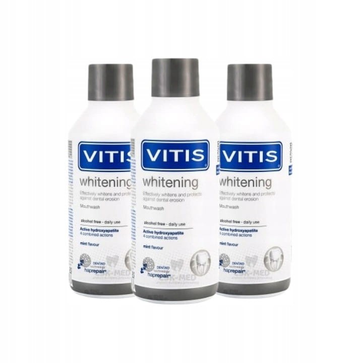 3x VITIS WHITENING - płyn do płukania wybielający zęby 500ml