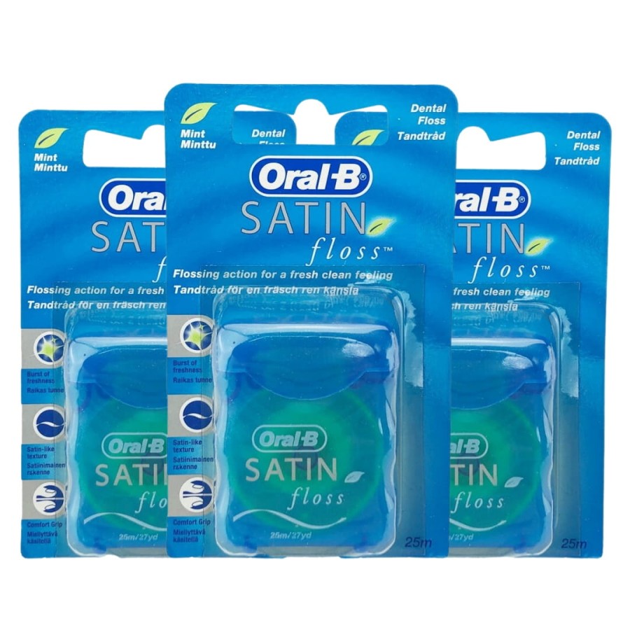 3x ORAL-B SATIN FLOSS - nić dentystyczna 25 metrów