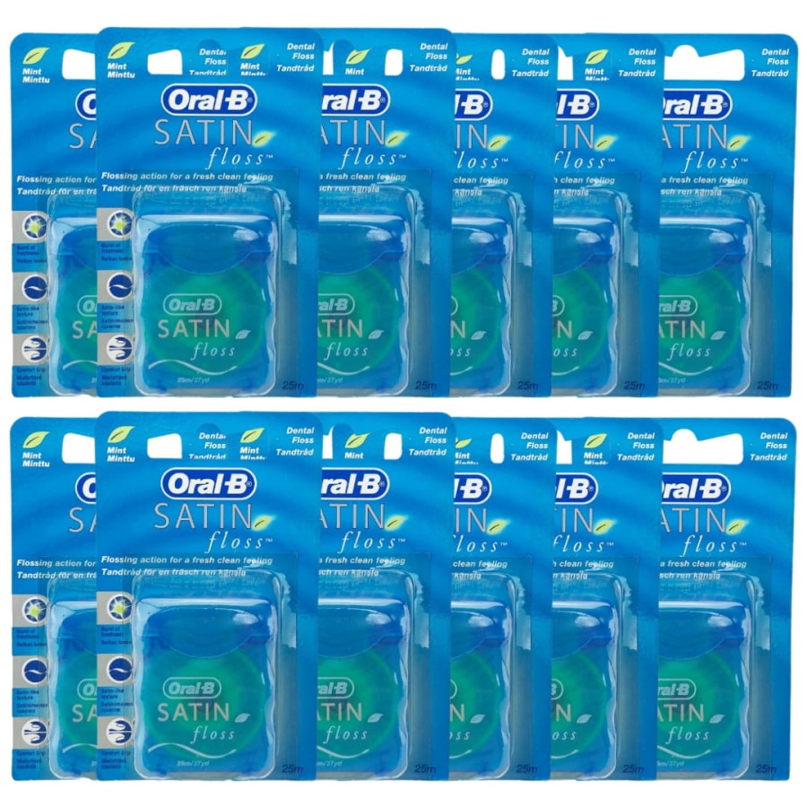 12x ORAL-B SATIN FLOSS - nić dentystyczna 25 metrów