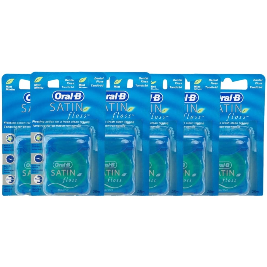 6x ORAL-B SATIN FLOSS - nić dentystyczna 25 metrów