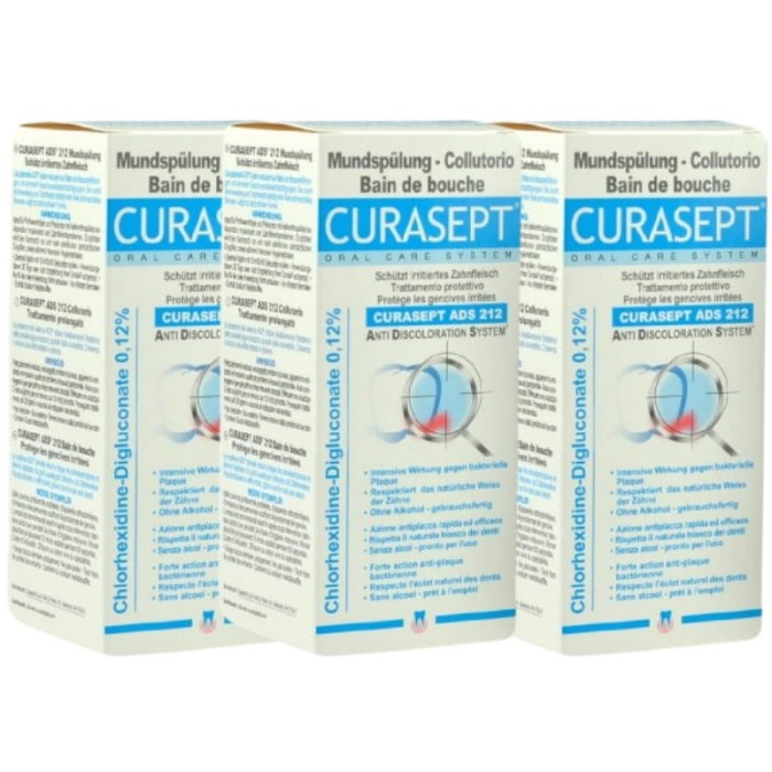 3x CURASEPT ADS 212 - płyn do płukania z chlorheksydyną 0,12% 200ml