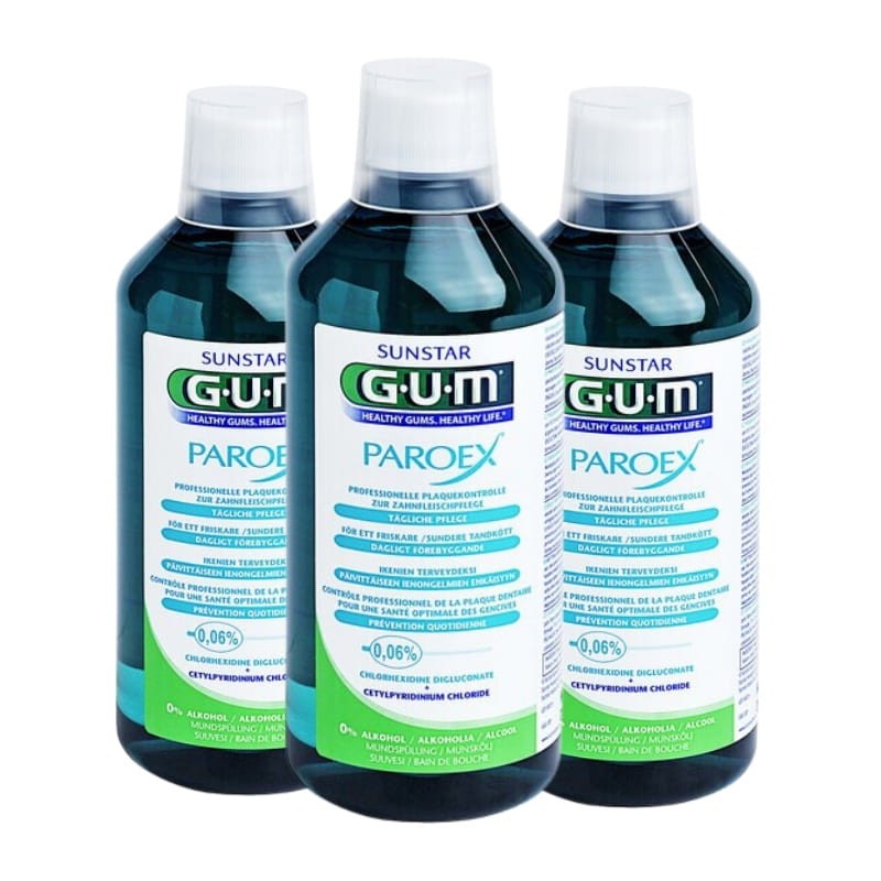 3x GUM PAROEX 0,06% - płyn do płukania z chlorheksydyną 500ml