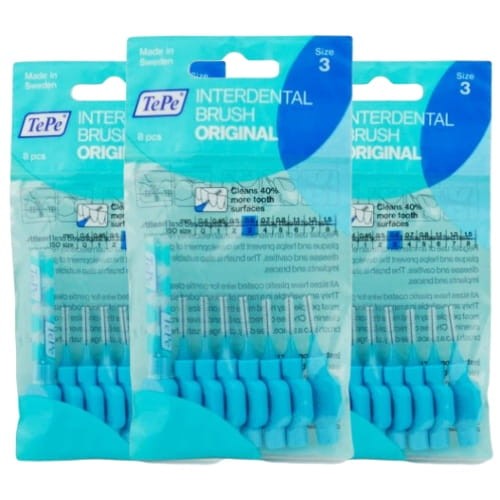 3x TePe szczoteczki międzyzębowe - niebieskie 0,6mm 8 szt.
